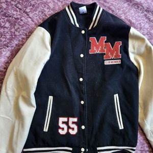 Mickey mouse Varsity Jacket black w/off white sleeves Barely ever worn